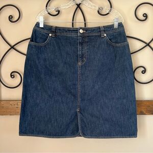 Lands End Women's Blue Cotton Jean Denim Skirt Size 14